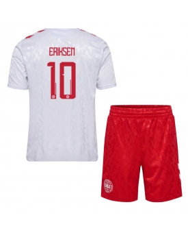 Danimarca Christian Eriksen #10 Maglia Gara Trasferta Repliche Europei 2024 Bambino